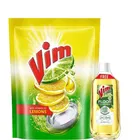 विम डिशवॉश लिक्विड जेल लेमन रिफिल पाउच 2 L + फ्री विम फ़्लोर क्लीनर 500 ml