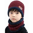 Woolen Solid Cap with Neck Wramer for Kids, Pack of 2, Multicolor