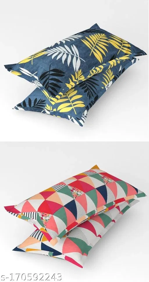 Cotton Pillow Covers (Multicolor, 17x27 inches) (Pack of 4)