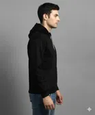 Fleece Printed Hoodie for Men, Black 