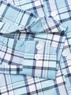 Cotton Blend Checkered Shirt for Men, Sky Blue 