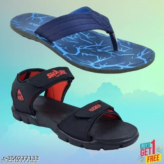 Sandal with Flipflop for Men (Multicolor, 7) (Pack of 2)