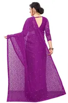 Net Solid Saree for Women 