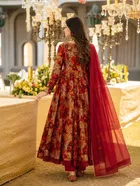 Poly rayon Printed Anarkali Above Knee Rayon Gown for Women 