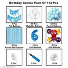 Spider Man Theme 6th Happy Birthday Decoration Items For Girls, Multicolor, Pack of 112