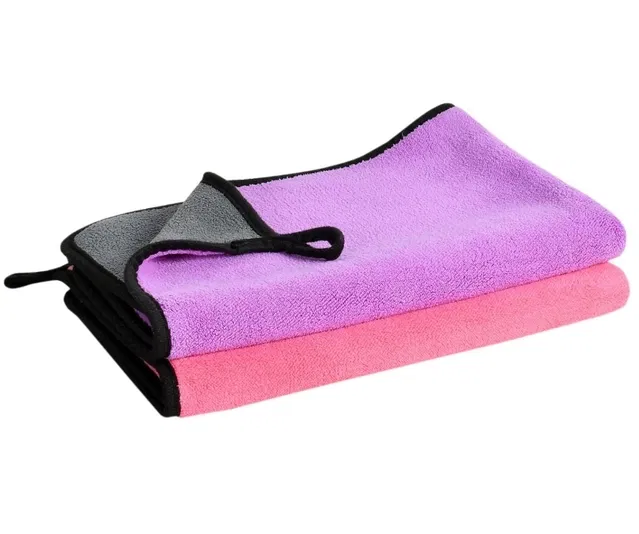 Neekshaa Microfiber Towel (Purple & Pink, 40x40 cm, Pack of 2)