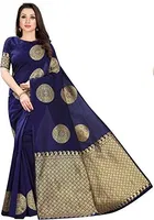 Litchi Silk Zari Woven Saree for Women, Navy Blue 