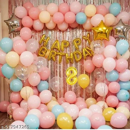 57 Pcs 8th Birthday Decoration kit, Multicolour, Set of 1