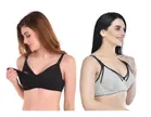 Cotton Blend Solid Non Padded Feeding Bras for Women 