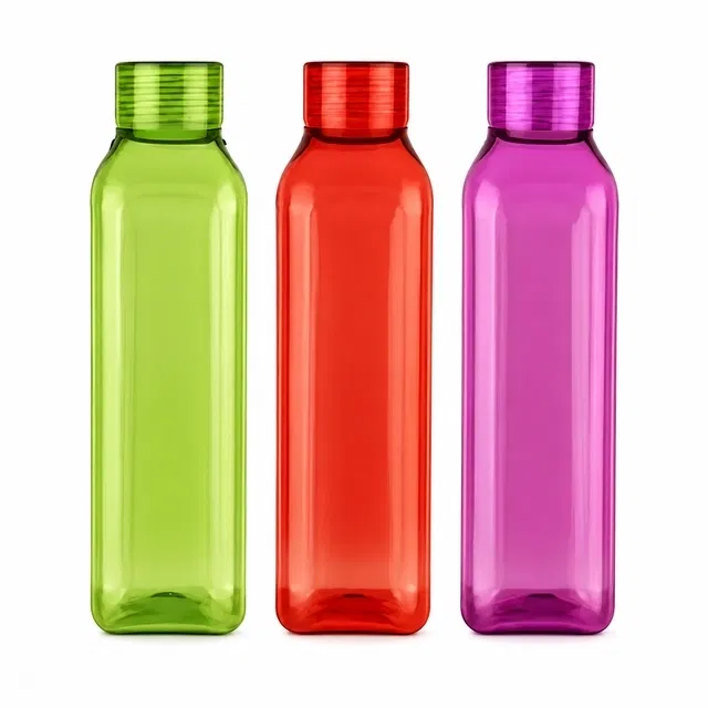 Parikshit Plastic Water Bottles (1000 ml, Set of 3) (Multicolor)