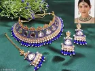 Blue Kundan Pearl Classic Choker for Women 