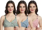 Cotton Blend Solid Non Padded Feeding Bras for Women (Multicolor, 30C) (Pack of 3)