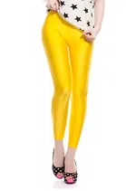 Polycotton Shiny Leggings for Women & Girls (Yellow, 32)