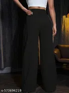 Cotton Blend Solid Trousers for Men, Black 