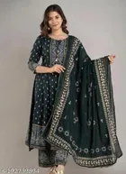 Rayon Printed Kurta with Pant & Dupatta for Women 