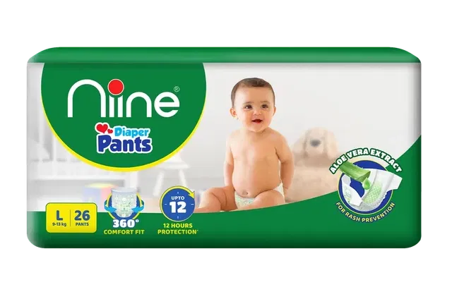 नीइन एलोवेरा बेबी डायपर पैंट्स (लार्ज 9-14 Kg, 26 पीस)