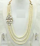 Beautiful Alloy And Glass Beads Necklace Set for Women, White