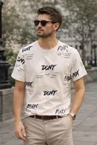 Poly Blend Printed T-shirt for Men, Beige 