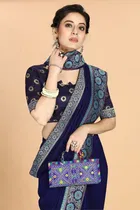 Women's Embroidried Saree with Unstiched Blouse 