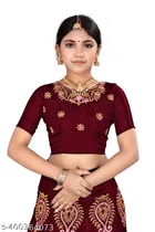 Satin Embroidered Lehenga with Choli & Dupatta for Girls 