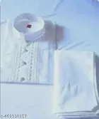 Cotton Solid Kurta Set for Men, White 