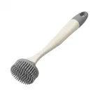 Silicone Soft Bristles Scrub Brush with Scraper Tip, Comfortable Grip Brushes for Kitchen Sink, Pans, Pots, Skillet, Vegetable, Fruit, Potato Cleaning 