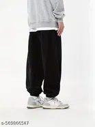 Cotton Blend Solid Trackpant for Men, Black 