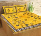 Sanganeri Jaipuri Traditional Printed Double Bed Sheet with 2 Pillow Covers 