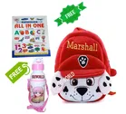 Combo of Fabric School Bag, Water Bottle with All in One Book for Kids 