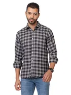 Cotton Blend Checkered Shirt for Men, Black 