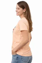 Cotton Blend Printed T-shirt for Men, Peach 