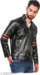 Synthetic Leather Full Sleeves Solid Jacket for Men 
