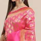 Litchi Silk Zari Woven Saree for Women, Pink 