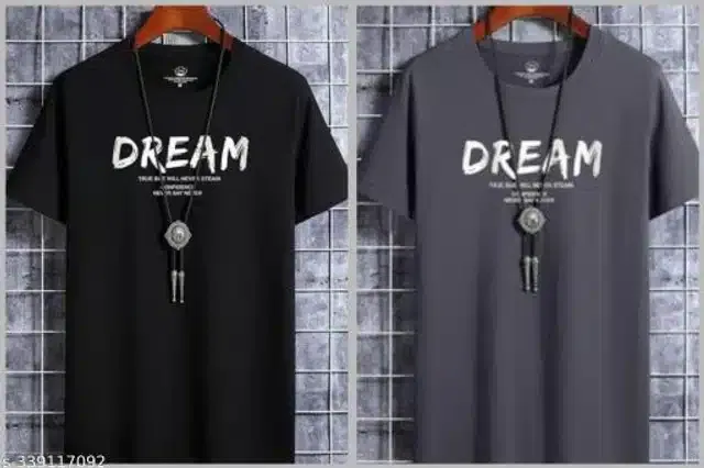 Half Sleeves T-Shirt for Men (Black & Grey, XL) (Pack of 2)