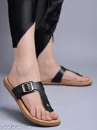 Shoetopia Girls Solid Flat Sandals Black Size 5