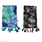 Cotton Blend Scarves for Women, Black, Pack of 2