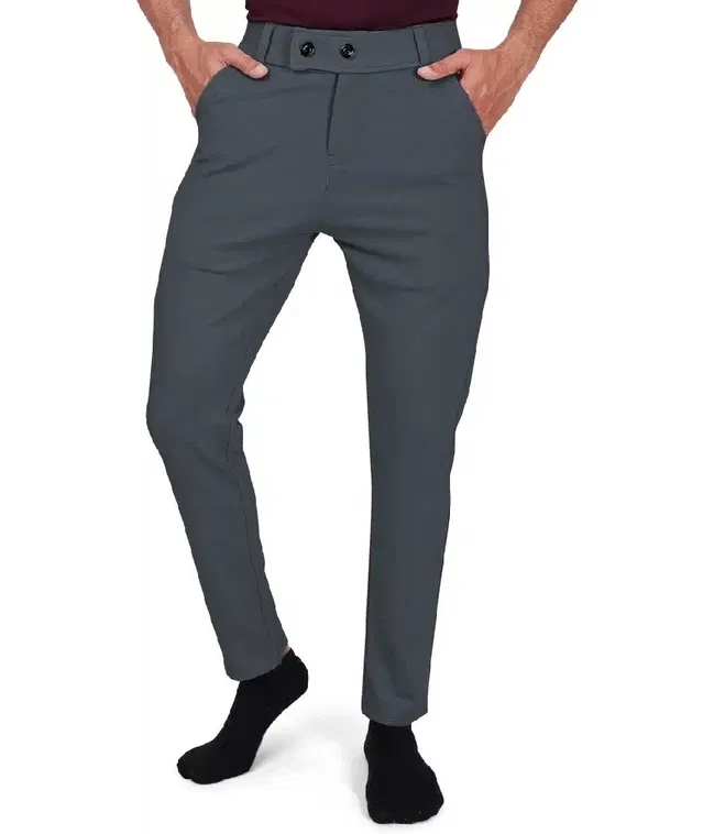 Lycra Blend Trouser for Men (Dark Grey, 30)