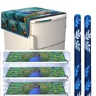 Knit Printed Fridge 3 Pcs Mat with 2 Pcs Handle & Top Cover 