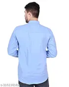 Cotton Blend Solid Short Kurta for Men, Blue 
