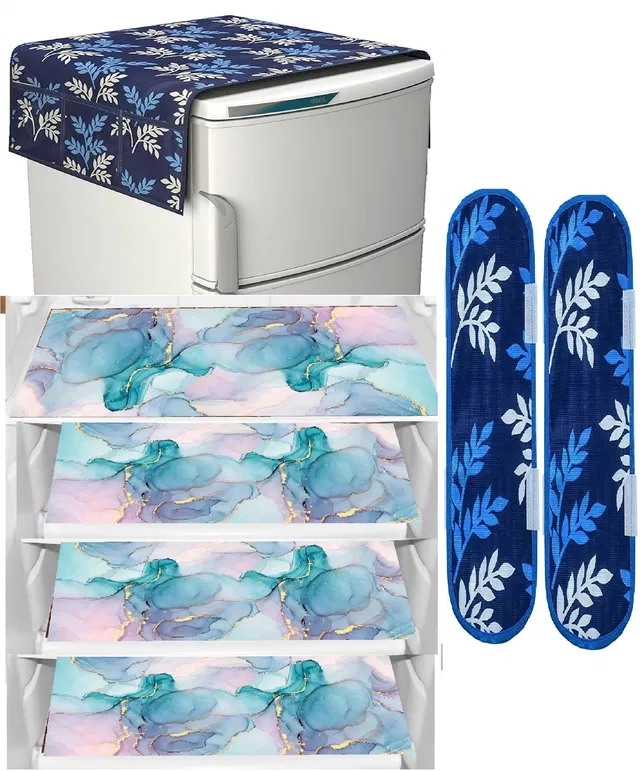 Knit 7 Pcs Fridge Cover Set (Multicolor, Set of 1)
