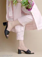 Shoetopia Black Solid Heel Sandals 