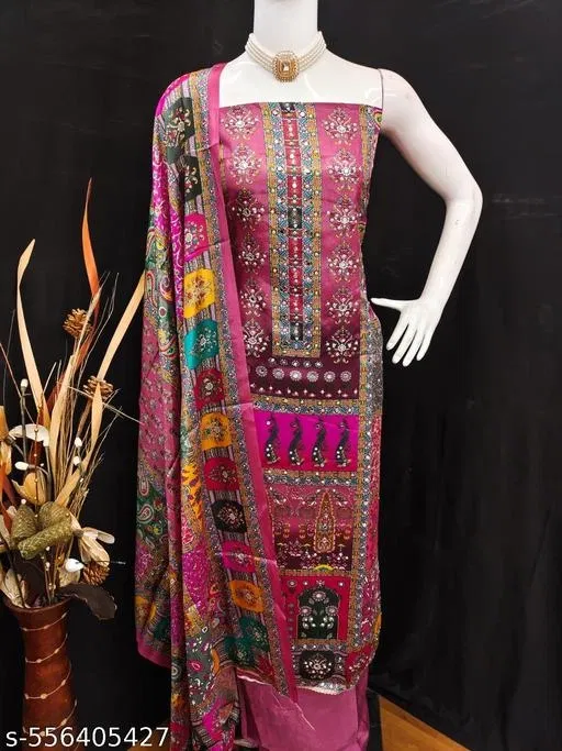 Floral Jaipuri Designs Kurti for Women (Pink, 6.25 meter (L)