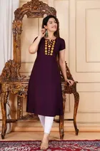 Solid Crepe Kurtis for Women, Wine 