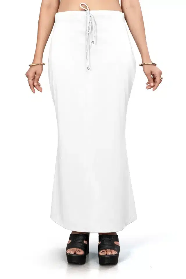 Lycra Solid Saree Petticoat for Women (White, XXL)
