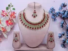 Mehandi Finish Enchanting Golden Rainbow Diamond Choker Set for Women 