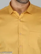 Cotton Blend Solid Shirt for Men, Yellow 