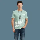 Polyester Printed T-Shirt for Men, Green 