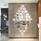 Acrylic Hexagon Shaped Wall Mirror Stickers 