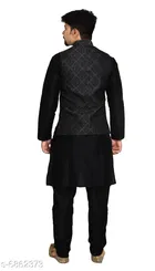 Silk Solid Kurta with Pyjama & Jacket for Men 
