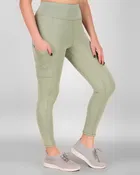 Polyester Sports Leggings for Women (Sea Green, M)
